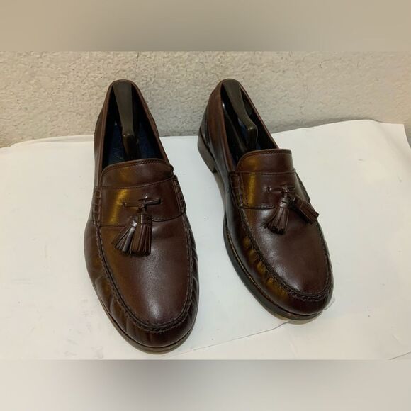 Cole Haan Maine Pinch Classic  Brown Leather Tassel Loafers Mens Size US 9.5 W - Picture 1 of 16